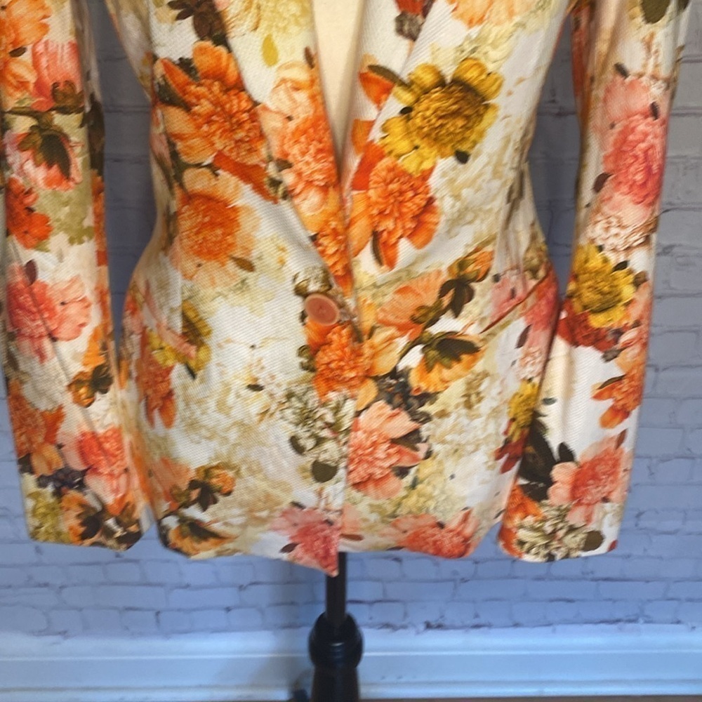 Zara Cotton pique Fall Colours Lined Blazer One Button Closure Size S - Picture 6 of 17